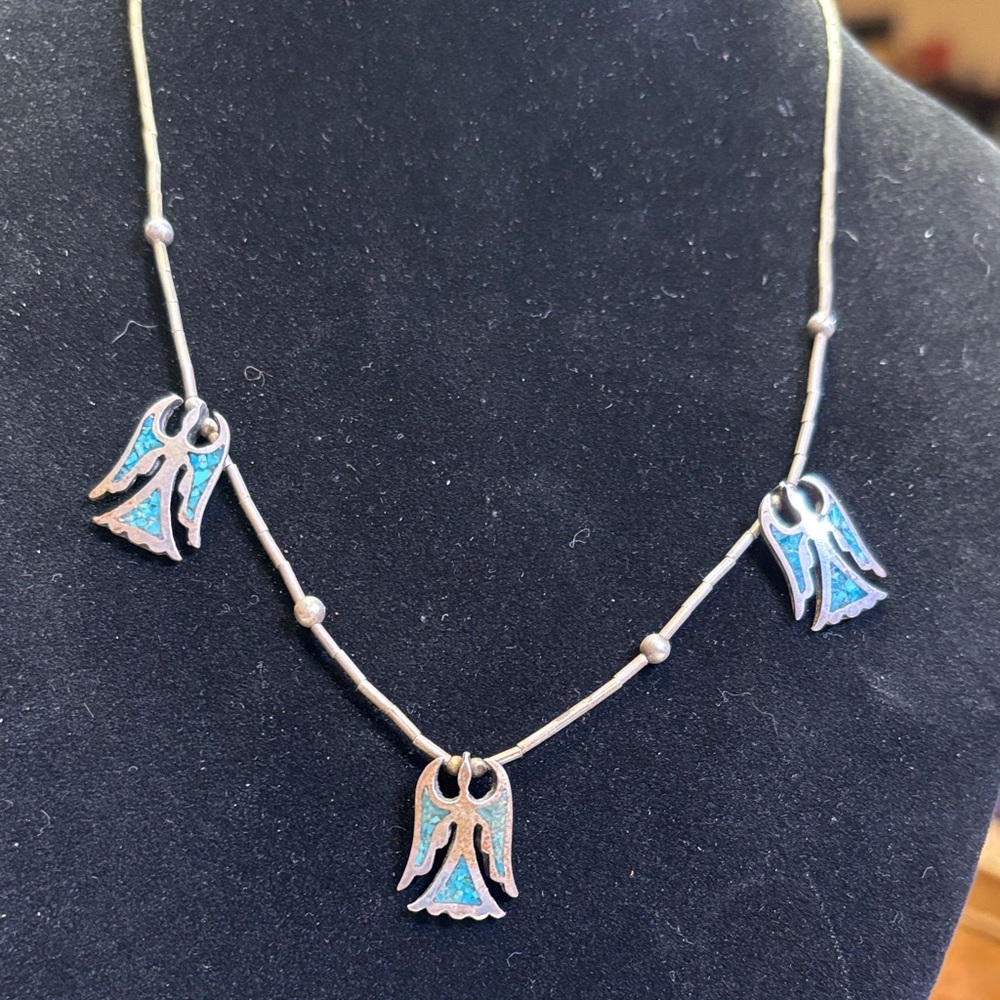 Sterling silver Navajo thunderbird necklace